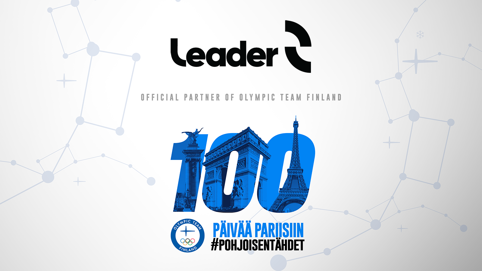 Leader 100 päivää Pariisin olympialaisiin. leader olympiajoukkuetta tukemassa